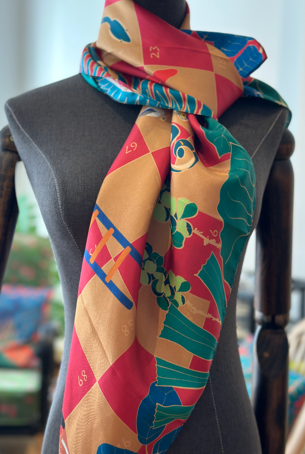 Snakes and Ladders Silk Scarf - Luxury Fashion Accessory for Women, Elegant Gift for Board Game Lovers - Perfect for Parties, Travel and Special Occasions