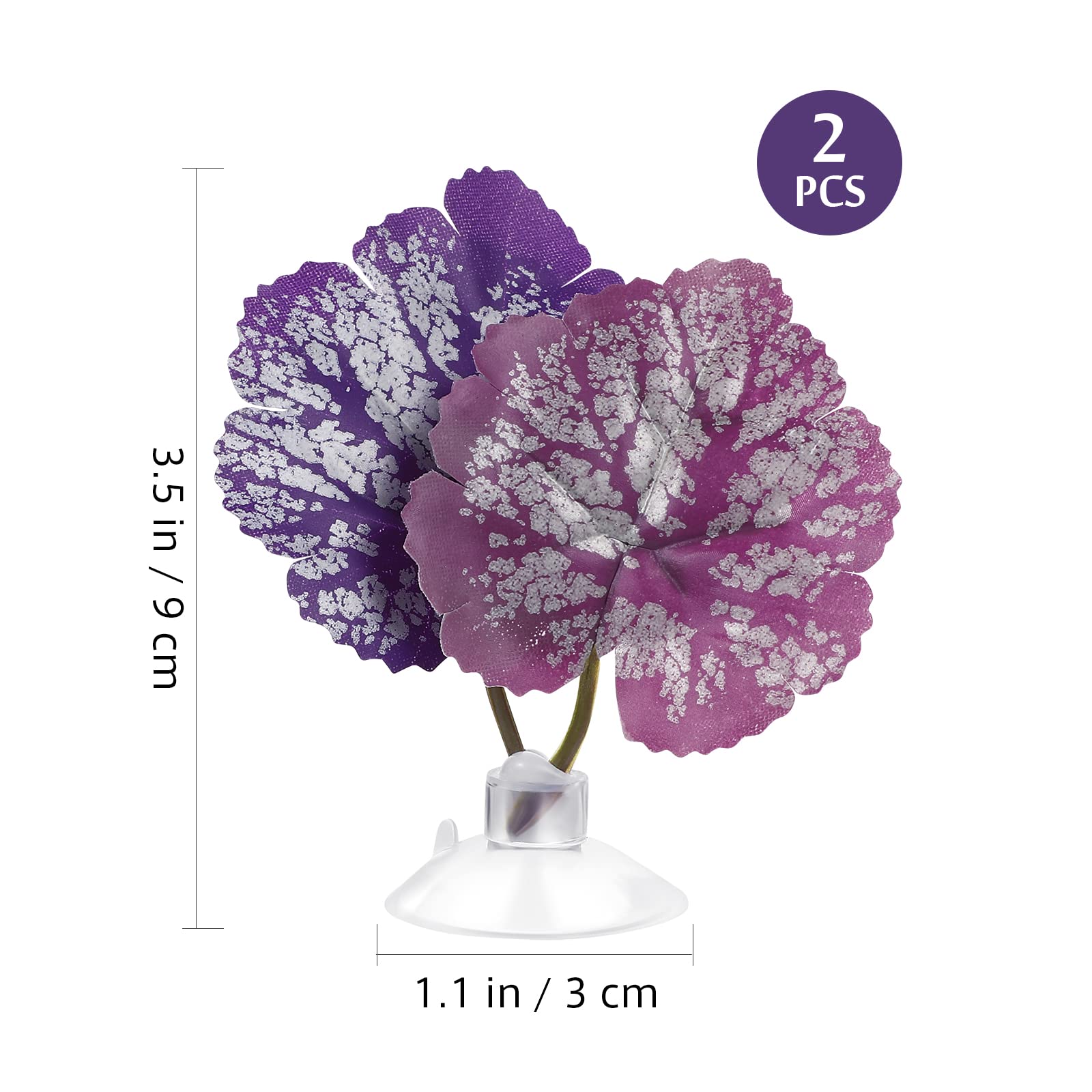 iplusmile Betta Fish Leaf Pad - 2Pcs Aquarium Leaf Hammocks for Betta Fish, Fish Tank Plants Accessories, Natural Habitat Decor with Double Leaf Design (Purple) - Perfect for Betta Fish Resting, Playing Hideout, and Aquarium Decoration