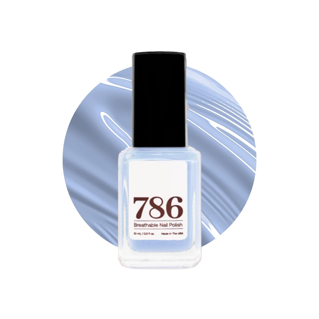 786 Cosmetics Breathable Halal Nail Polish - Vegan, Cruelty-Free, 21-Free Formula, Fast-Drying & Long-Lasting (Azores Blue) - Perfect for Daily Wear, Special Occasions & Halal-Conscious Beauty Routines