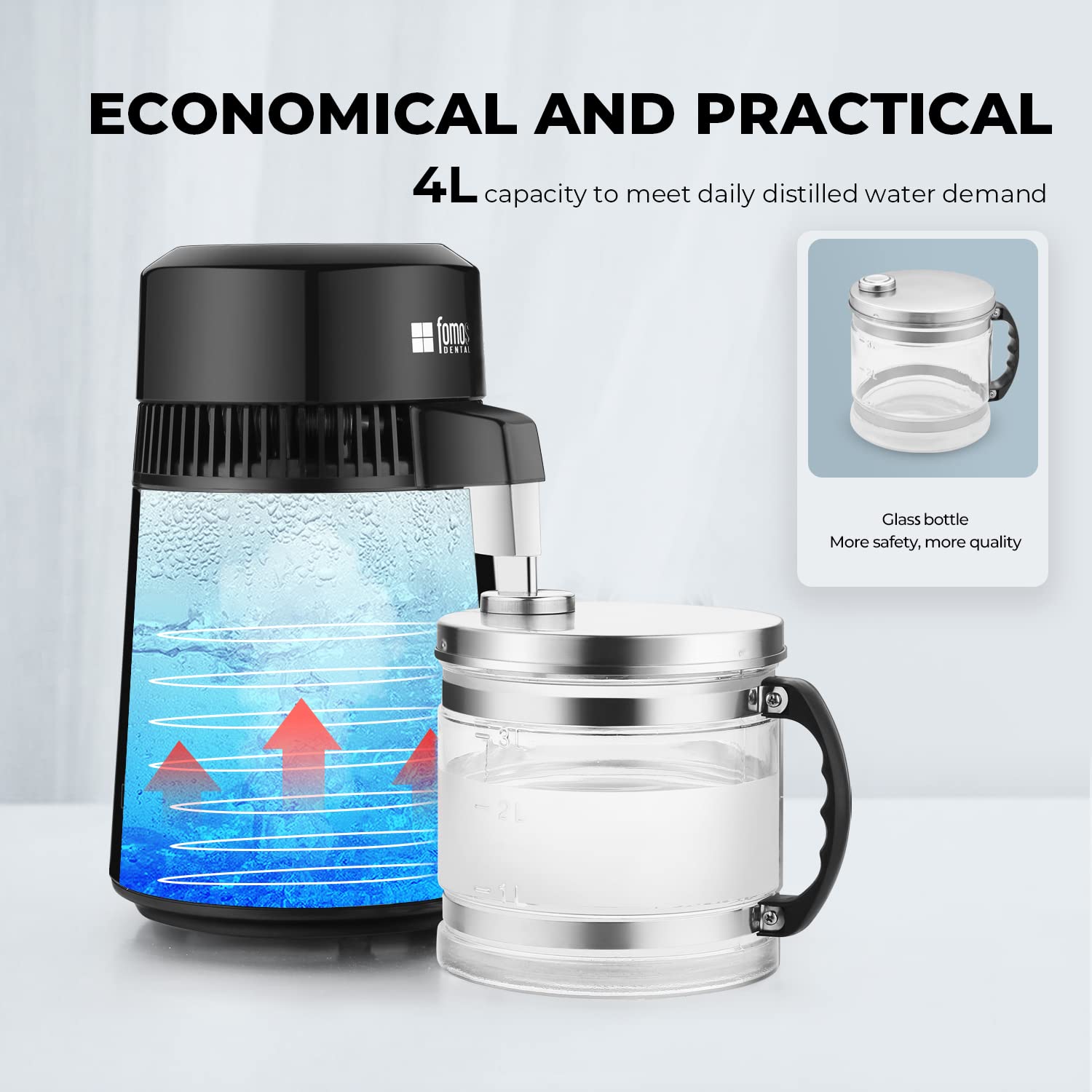 1.1 Gallon Water Distiller Machine - 750W Home Water Purifier with SUS304 Stainless Steel, 4L Capacity for Pure Distilled Water | Perfect for Baby Formula, Humidifiers & Healthy Drinking