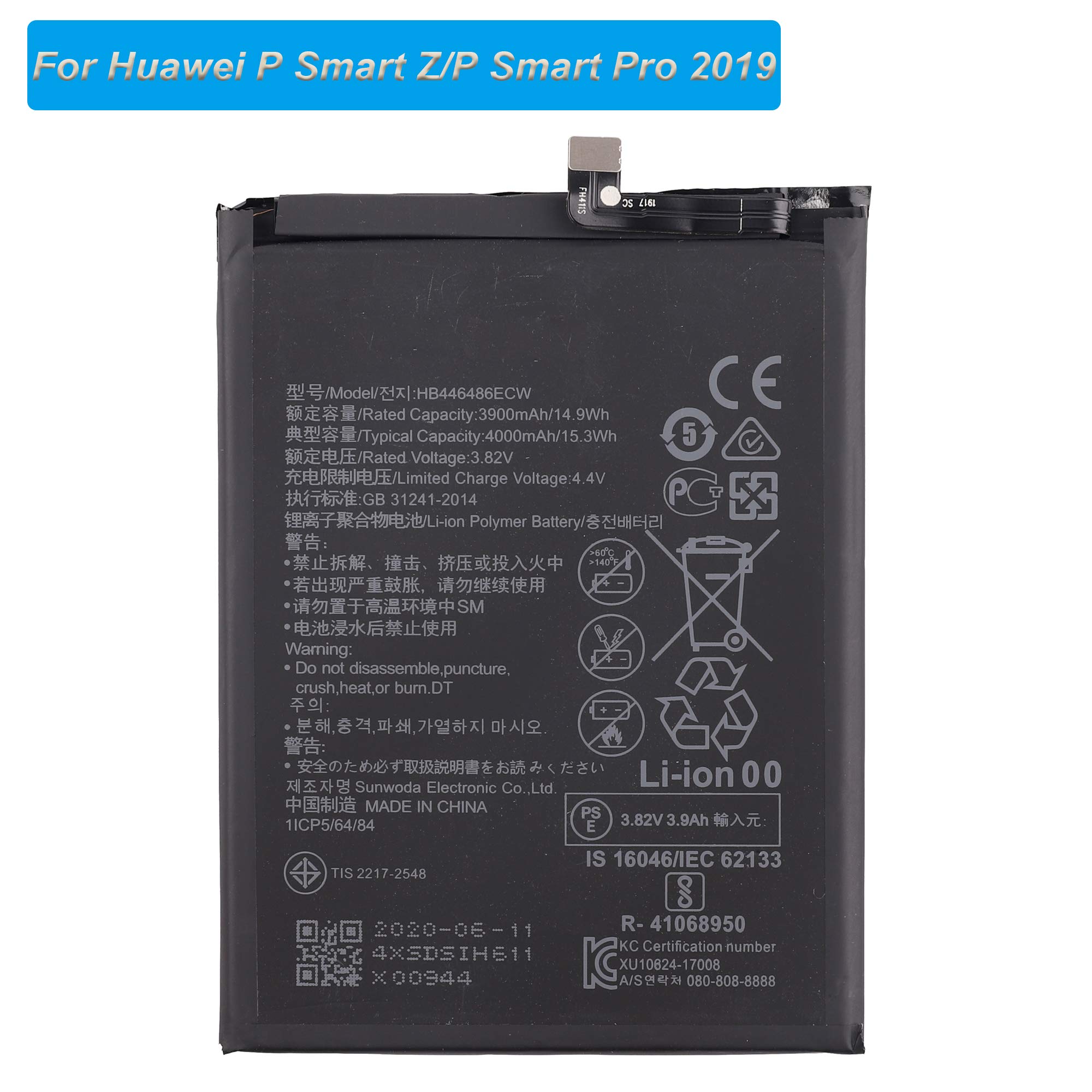 Original Huawei P Smart Z/P Smart Pro 2019 STK-L21 Replacement Battery HB446486ECW Kit with Tools - Long-Lasting Power for Gaming, Streaming & Daily Use