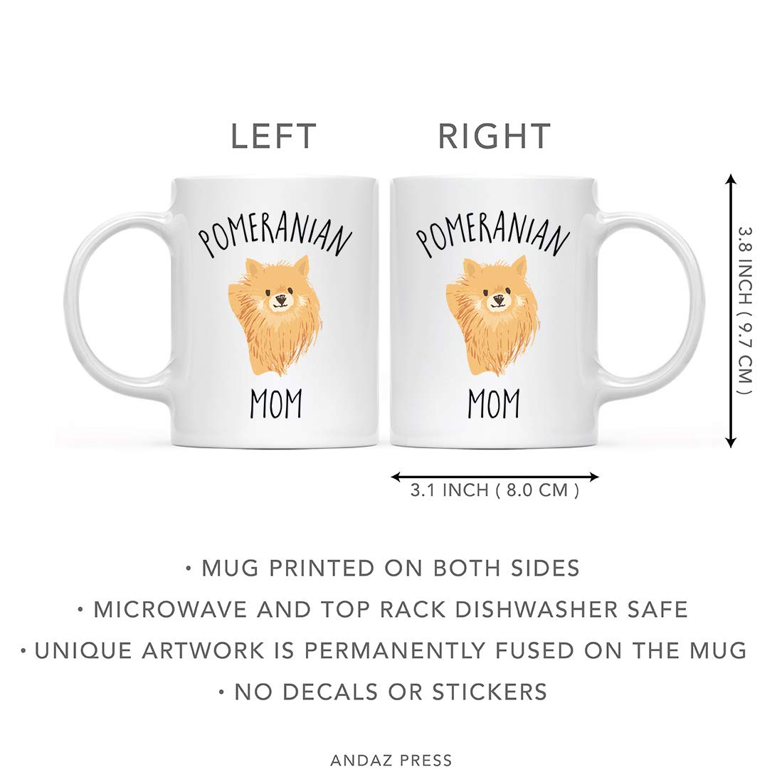 Funny Dog Coffee Mug 11oz - Tan Brown Pomeranian Dog Mom Gift, Novelty Birthday Christmas Cup for Dog Lovers - Perfect for Coffee, Tea, or Hot Chocolate at Home or Office