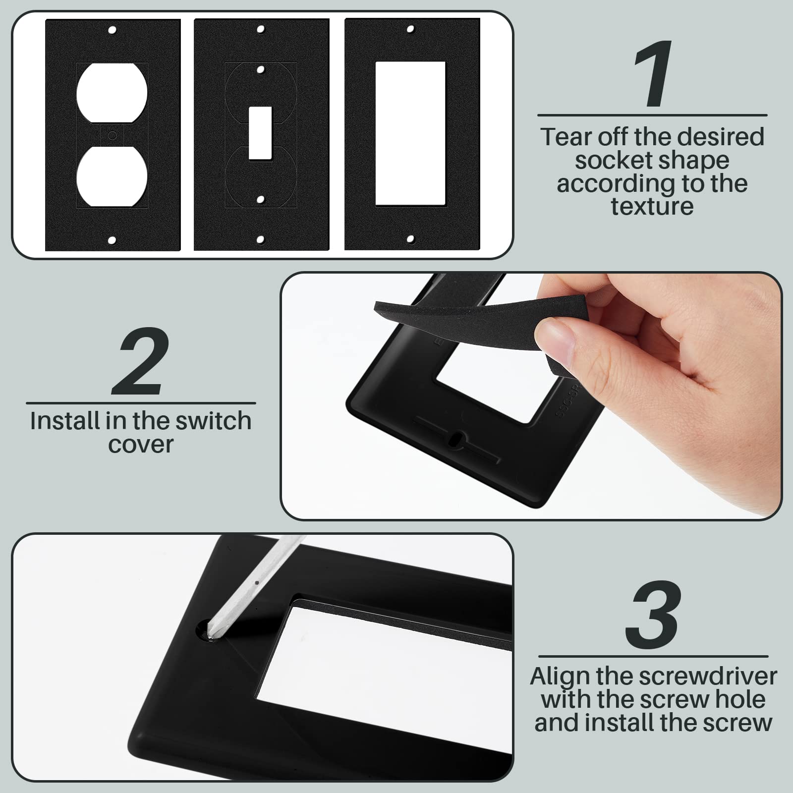 Tondiamo 20-Pack Black Wall Insulation Gaskets - Rectangle Electrical Outlet Sealers, Weatherproof Foam Gasket for Switch Plates & Covers - Energy Saving, Draft Stopper for Home & Office Use