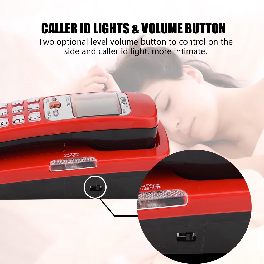 Mini Corded Landline Phone with Caller ID & Backlit Dial - 30 Number Memory, Compact Home Office Telephone (Red) | Perfect for Small Spaces, Bedrooms, and Workspaces