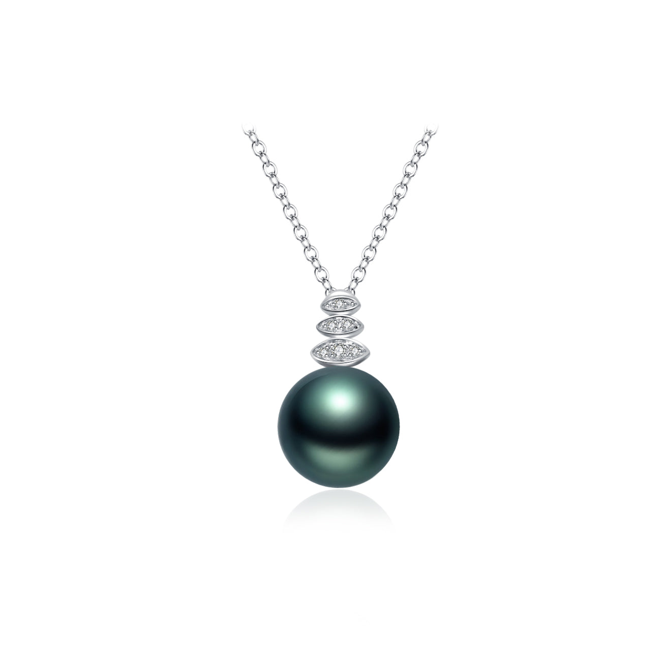 18K Solid Gold Diamond Tahitian Pearl Necklace KN00139 - Elegant Luxury Jewelry for Women, Perfect for Weddings, Anniversaries & Special Occasions