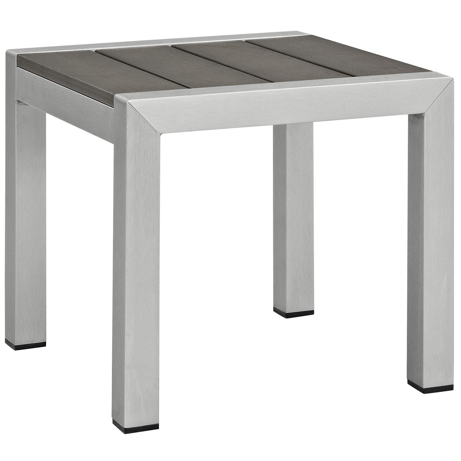 Modern Cool Outdoor Patio Lounge Chair Chaise with Side Table Set - Black & Silver Aluminum - Perfect for Poolside, Backyard, Garden Relaxation