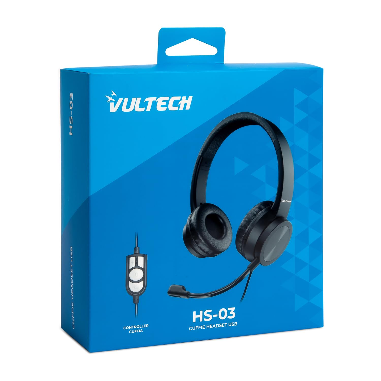 VulTech HS-03 USB On-Ear Headset with Microphone - Adjustable Headband, Volume Control & Mute Button for PC, Laptop, MacBook - Perfect for Office, Remote Work, Online Meetings (Teams, Skype, Zoom) & Gaming