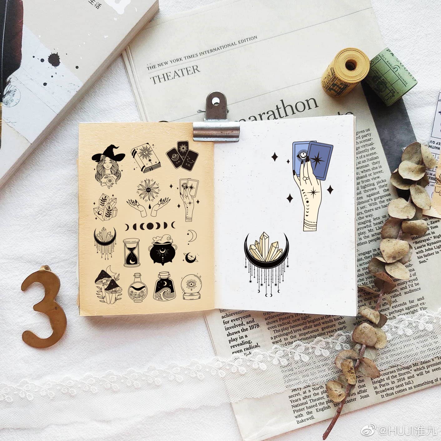 PH PandaHall Tarot Clear Stamp Set - Moon Witch Silicone Stamps for Card Making, DIY Scrapbooking & Photo Album Decoration (6.2x4.3 Inch) - Perfect for Journaling, Planner Decor & Handmade Greeting Cards