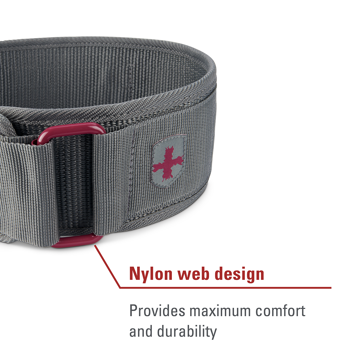 Harbinger Women's 4-Inch Nylon Workout Belt - Merlot Color for Weightlifting, Fitness & Cross Training