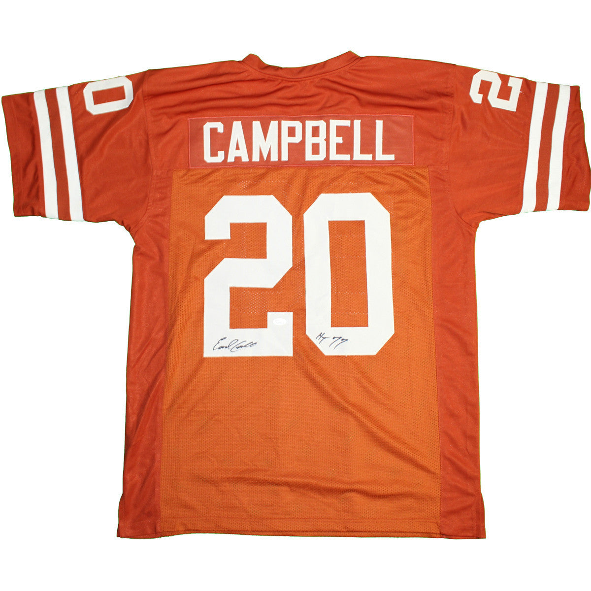 Earl Campbell Autographed Texas Longhorns Orange Jersey - HT 77 Inscribed - JSA Certified Authentic Football Memorabilia - Perfect for Collectors, Sports Fans, and Home Decor