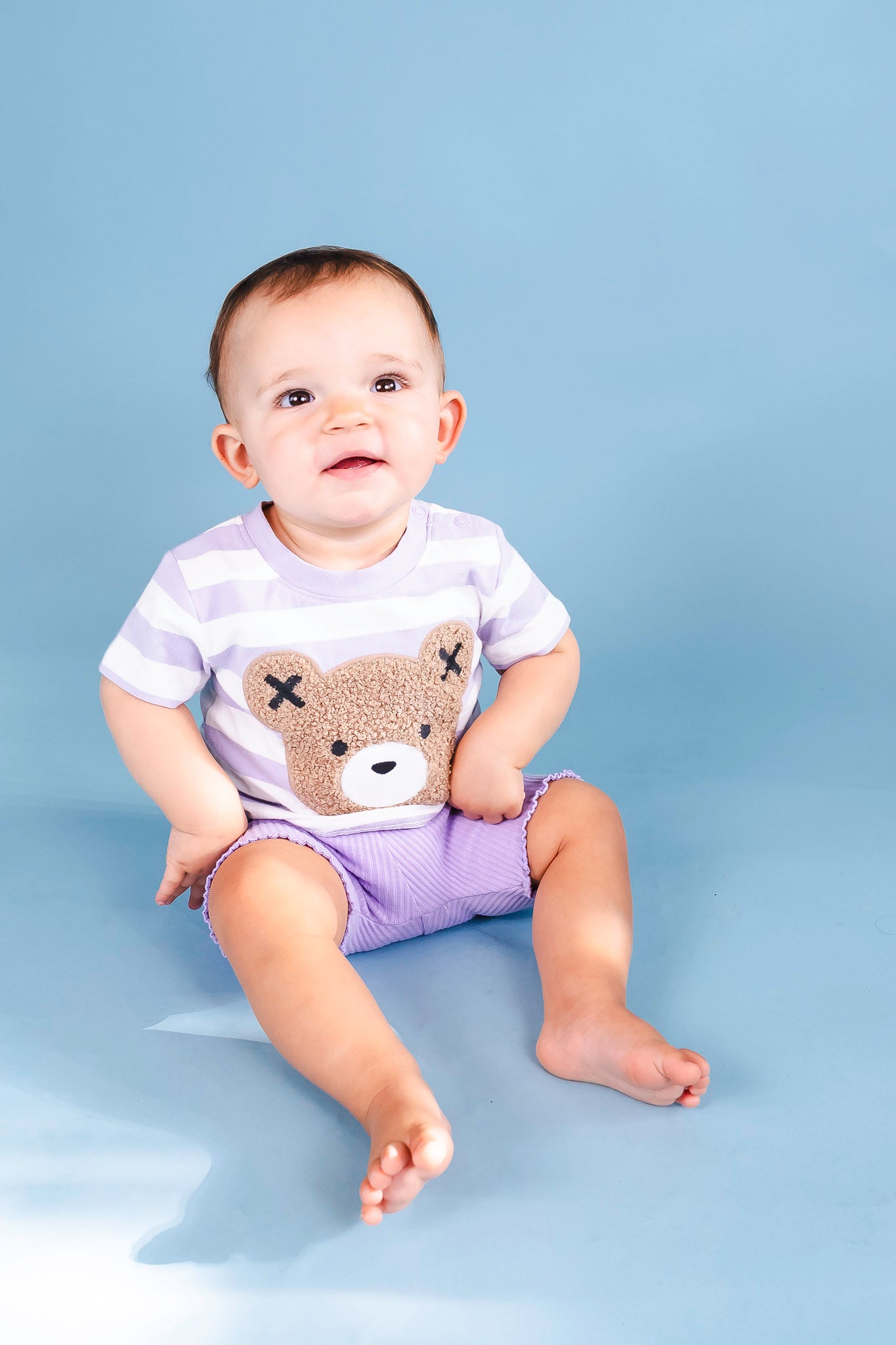Furry Hux Orchid Stripe T-Shirt for Baby Girls | Soft Cotton Cute Floral Print Top | Perfect for Playdates, Photo Shoots & Everyday Wear