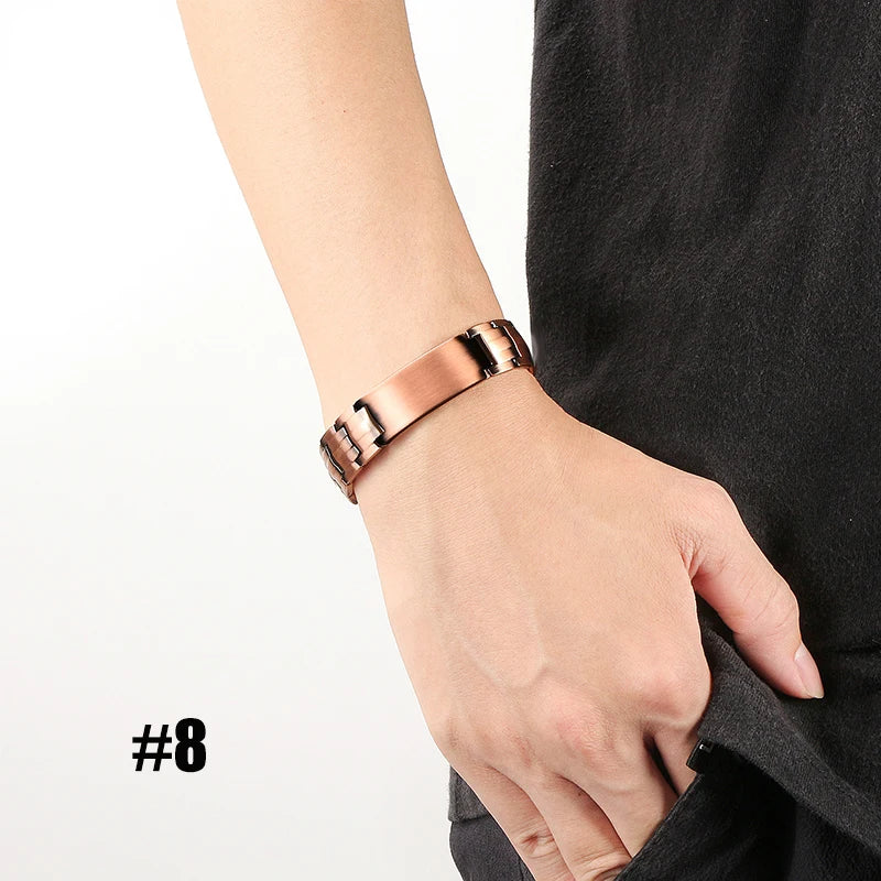 Men's Magnetic Health Bracelet - Pure Copper Energy Bracelet with Blood Pressure Magnets | Pain Relief & Improved Circulation | Perfect for Fitness, Work & Daily Wear