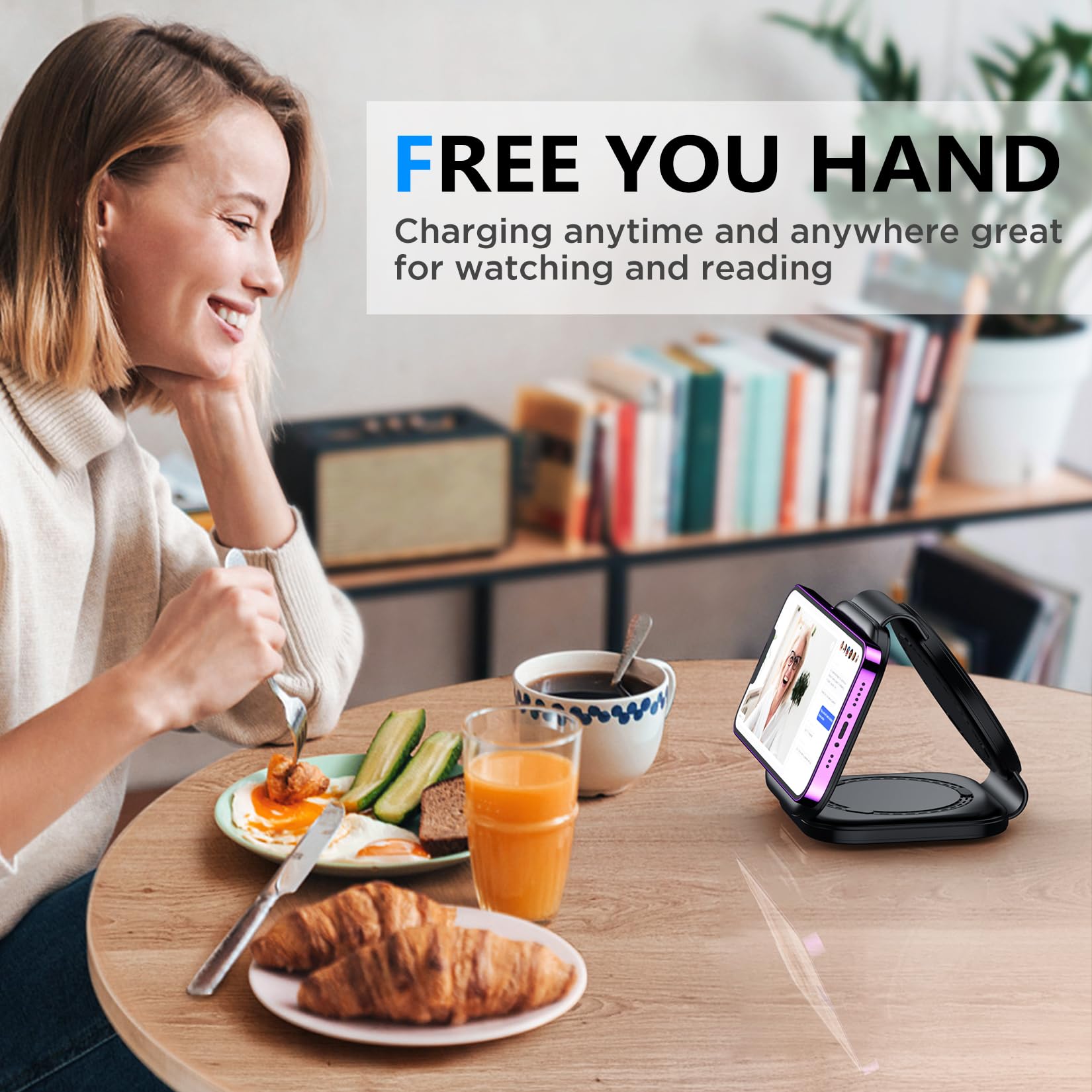 3-in-1 Foldable Wireless Charging Station for iPhone 14/13/12 Series, AirPods Pro 2/3 & Apple Watch - Magsafe Compatible Fast Charger (Black) | Perfect for Home, Office & Travel Charging Needs