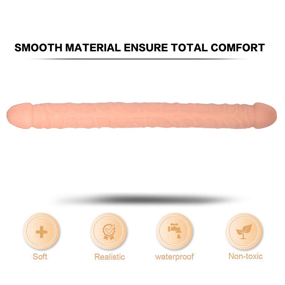Realistic Double Dong Dildo with Veins - Lifelike Sex Toy for Women, Couples & Solo Play (Beige) | Perfect for Spicing Up Bedroom Fun & BDSM Exploration