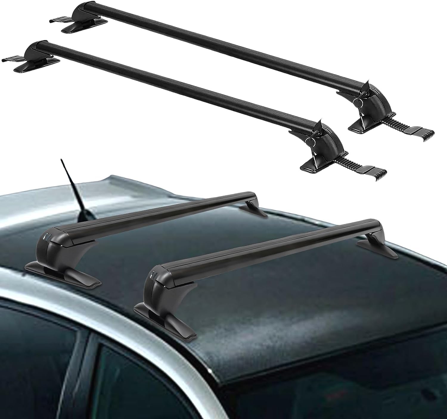 2-Pack Adjustable Lockable Car Roof Rack Cross Bars - Universal Anti-Theft Luggage Carrier for SUV, Sedan, Truck - Perfect for Road Trips, Camping & Outdoor Adventures