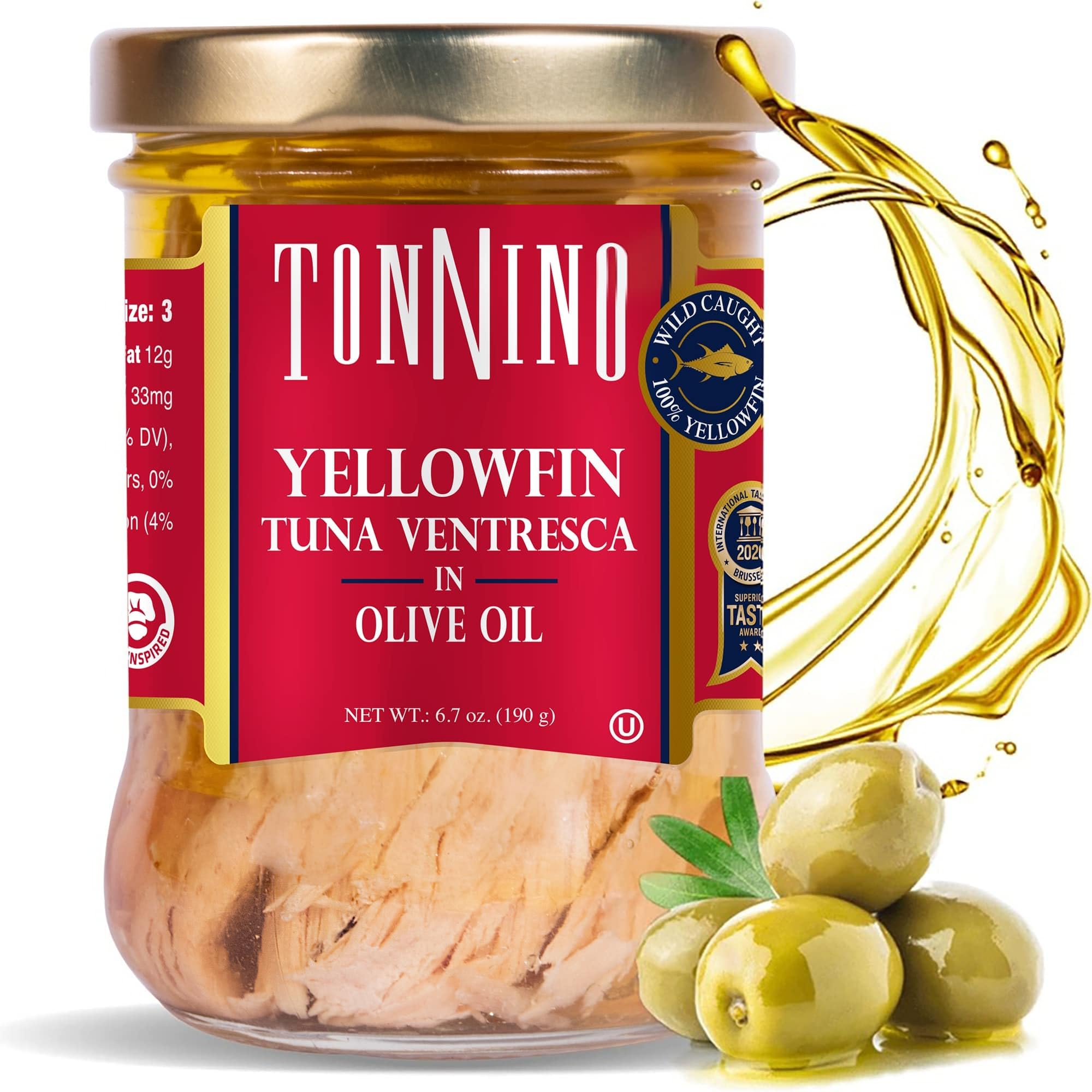 Premium Tonnino Ventresca Tuna in Olive Oil - 6.7 oz Jars (Pack of 6) | Gourmet Italian Canned Tuna for Salads, Pasta & Healthy Meals