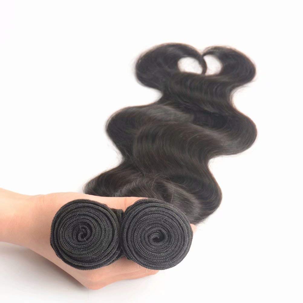 FEEL ME Brazilian Body Wave Hair 3 Bundles (14 16 18 Inch) - 100% Unprocessed Virgin Human Hair Weave - Natural Black Hair Extensions for Women - Perfect for Styling, Weaving & Protective Hairstyles