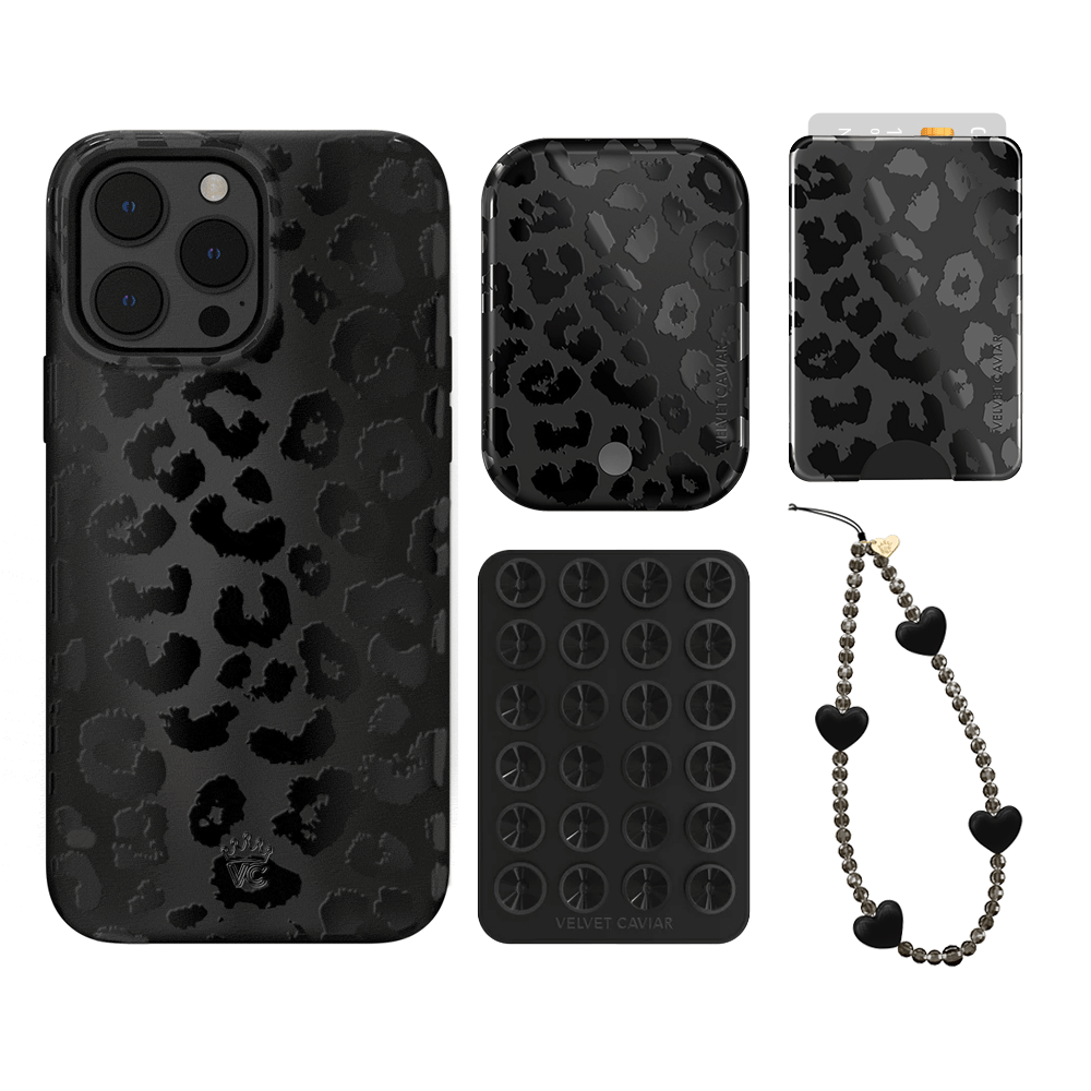 Black Leopard iPhone Wallet Case with Card Holder - Stylish & Functional Phone Cover for iPhone 13/14/15 Pro Max - Perfect for Travel, Shopping & Everyday Use