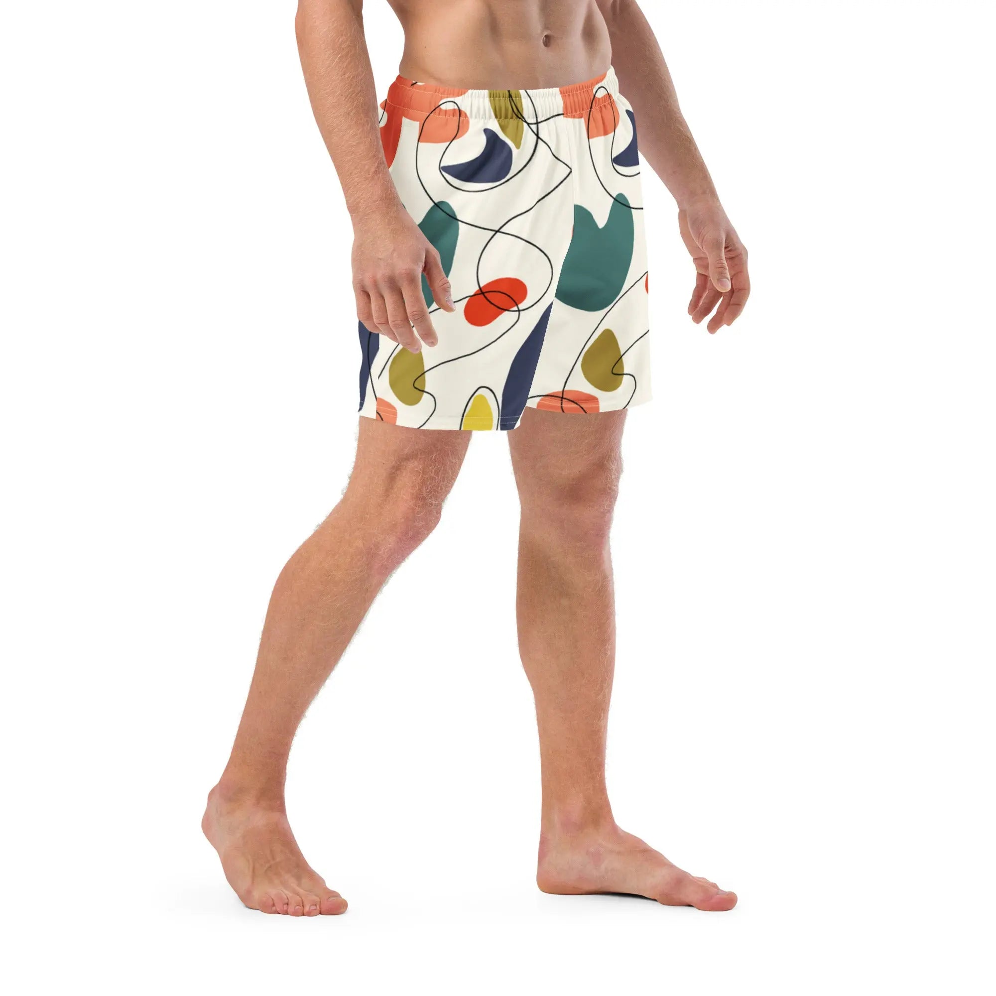 Men's Geometric Print Swim Trunks - Quick-Dry Beach Shorts for Swimming, Surfing & Summer Vacation
