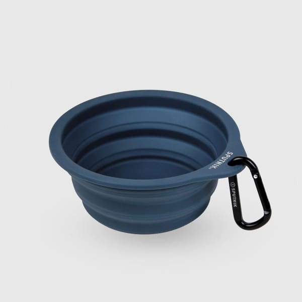 Foldable Sputnik Collapsible Blue Pet Bowl for Dogs & Cats - Portable Travel Water & Food Dish for Hiking, Camping, and Outdoor Adventures