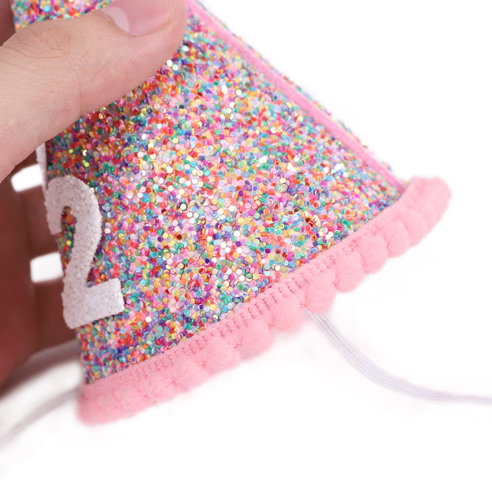 Glitter Rainbow Cone Birthday Hat - Fun Party Decorations for Kids & Adults | Perfect for Birthday Celebrations, Festivals & Themed Events