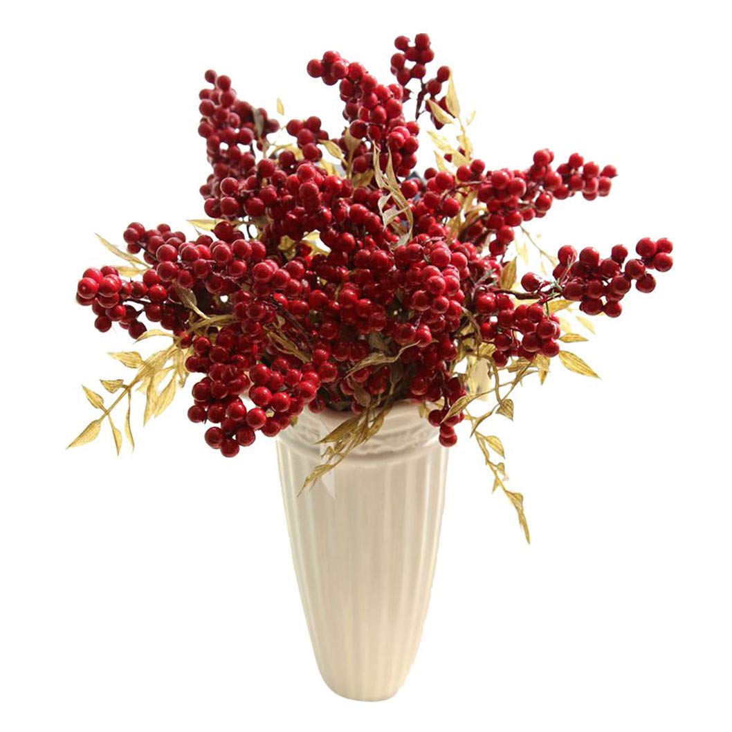 Artificial Berries Decor - Realistic Fake Red Berries for Home Decor, Wedding Centerpieces, Christmas Wreaths & Table Arrangements (One Size)