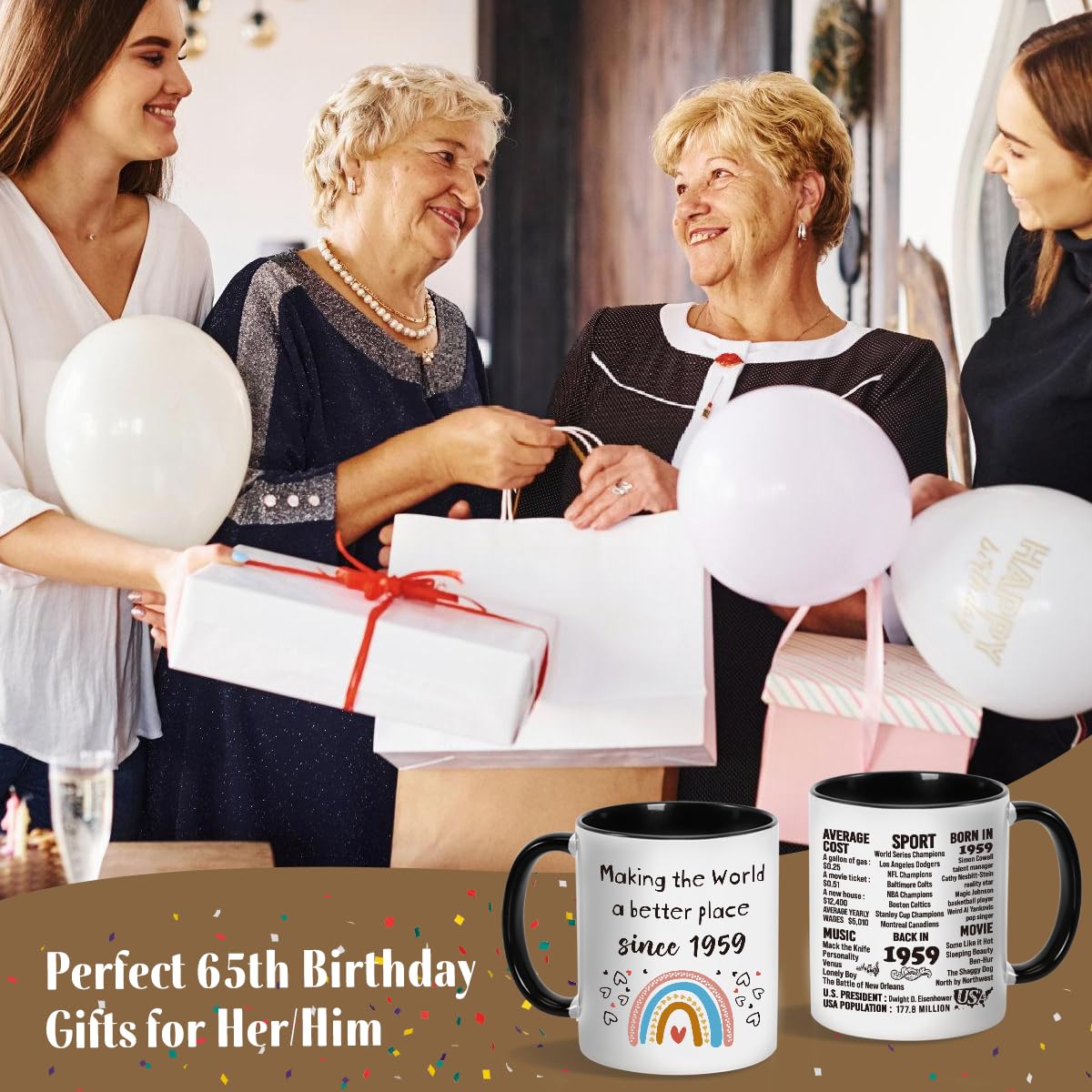 66th Birthday Gifts for Women & Men - Happy 66 Years Old Present - Vintage 1959 Themed Coffee Mug - Perfect for 66th Birthday Celebrations, Retirement Parties & Milestone Anniversaries