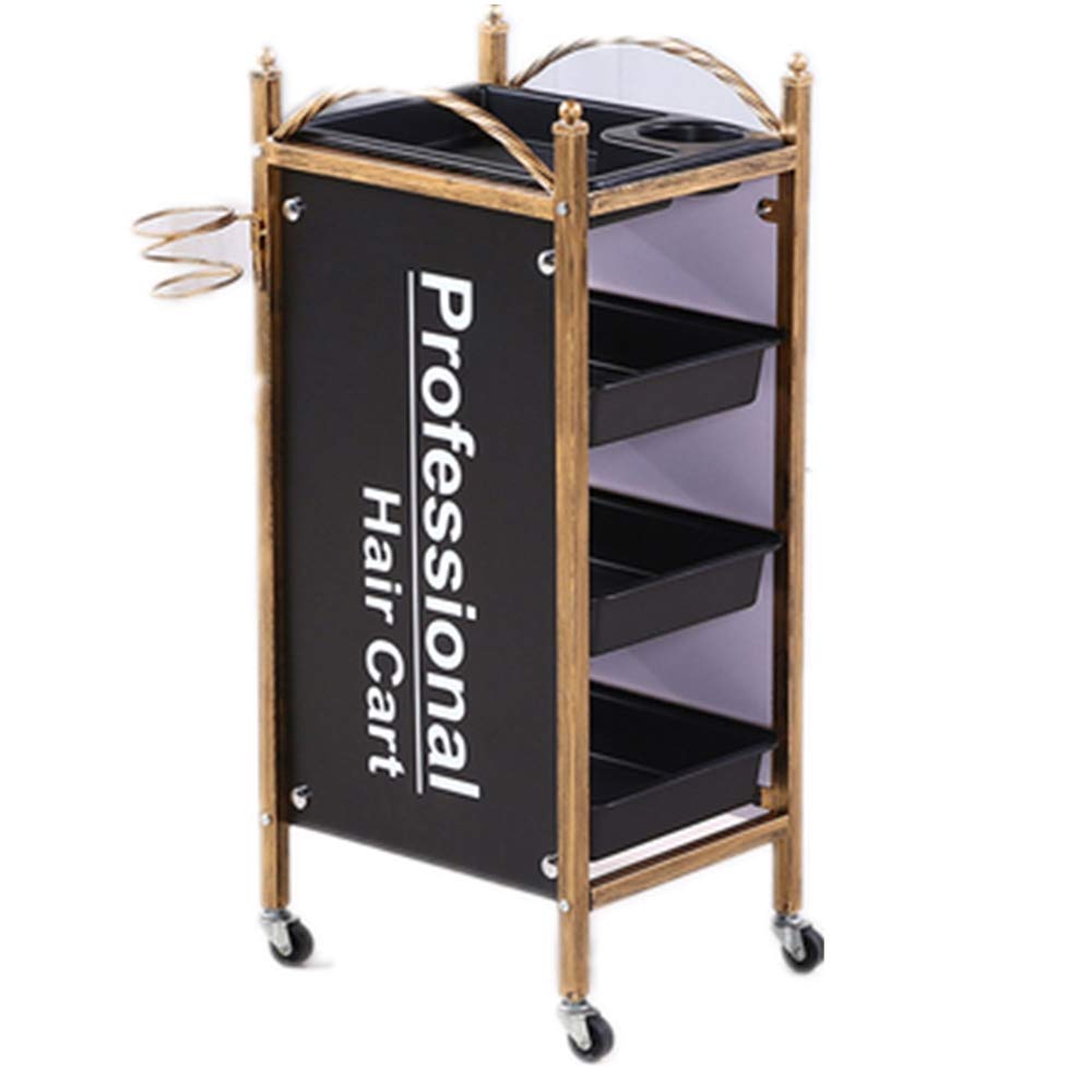 4-Tier Retro Rolling Hair Salon Cart - ABS Drawers & Wheels for Styling & Storage - Beauty Spa Equipment