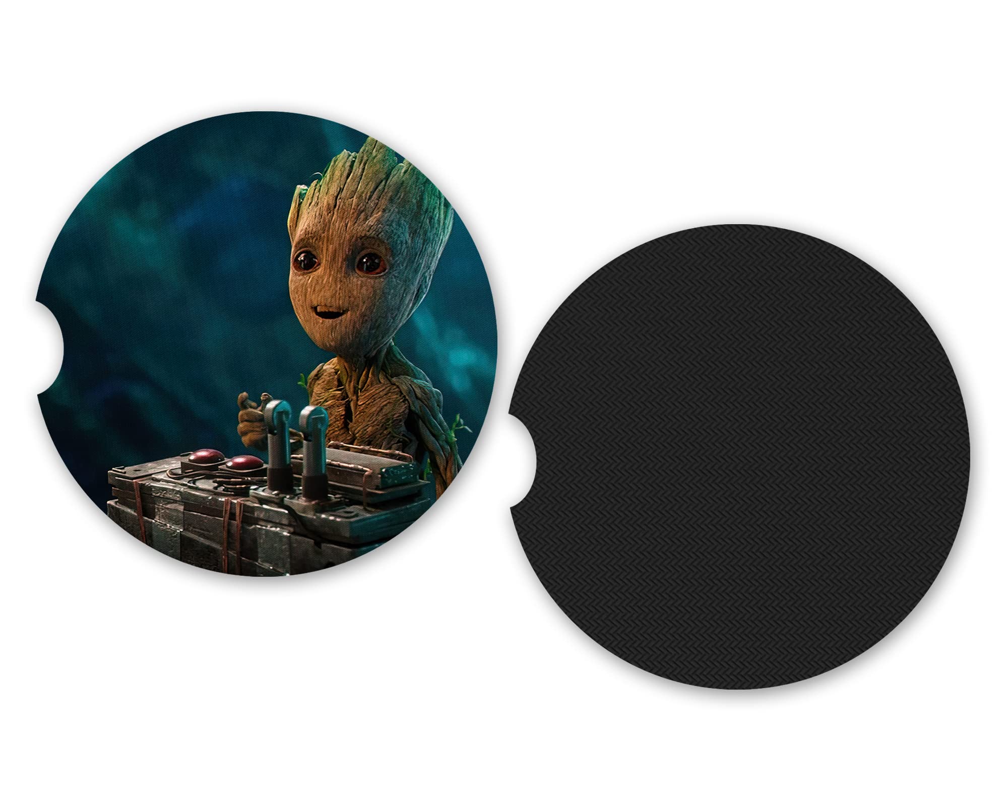 Groot with Bomb Car Coasters Set of 2 - Cute Guardians of The Galaxy Inspired Drink Holders for Cars, Perfect Gift for Marvel Fans & Coffee Lovers - Use for Hot/Cold Beverages in Vehicles, Home or Office