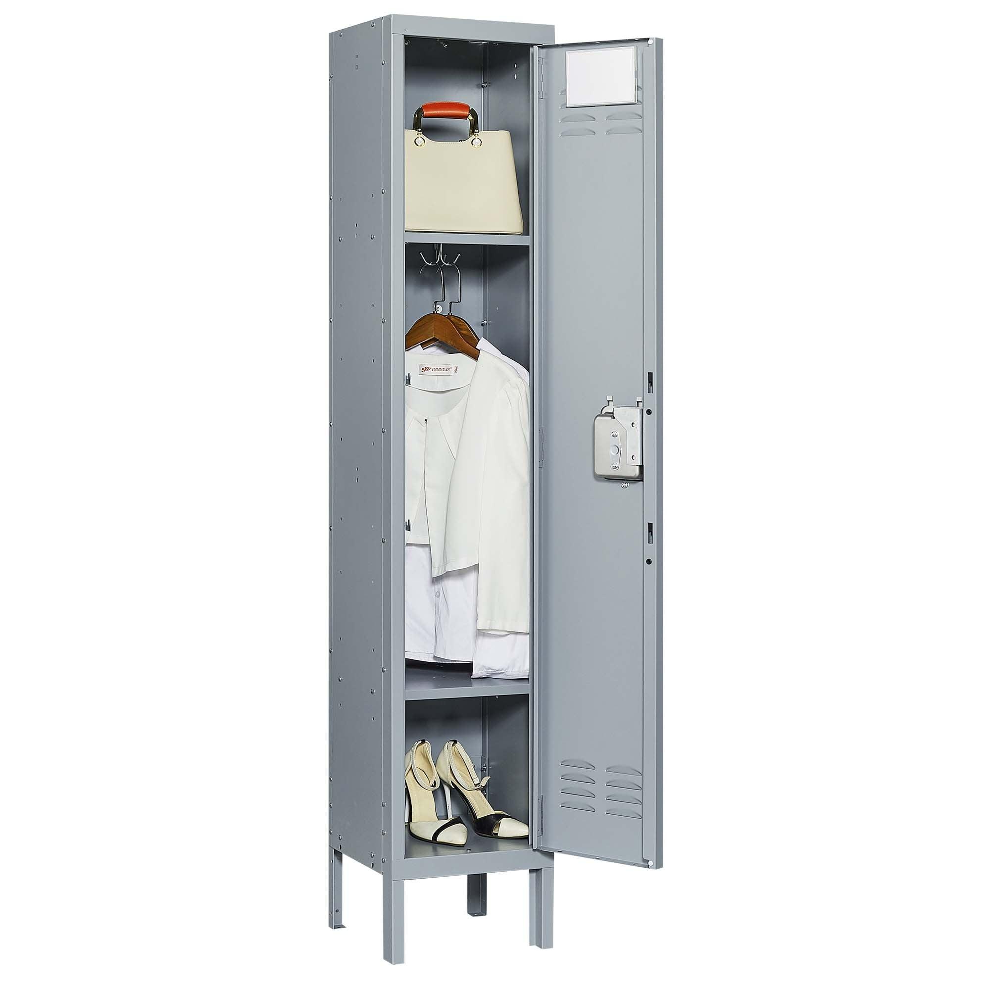 66H Heavy Duty Metal Lockers with Lock - Secure Storage Cabinet for Employees, Home Gym, Office, School & Garage - Durable Gray Steel Locker for Organization & Security