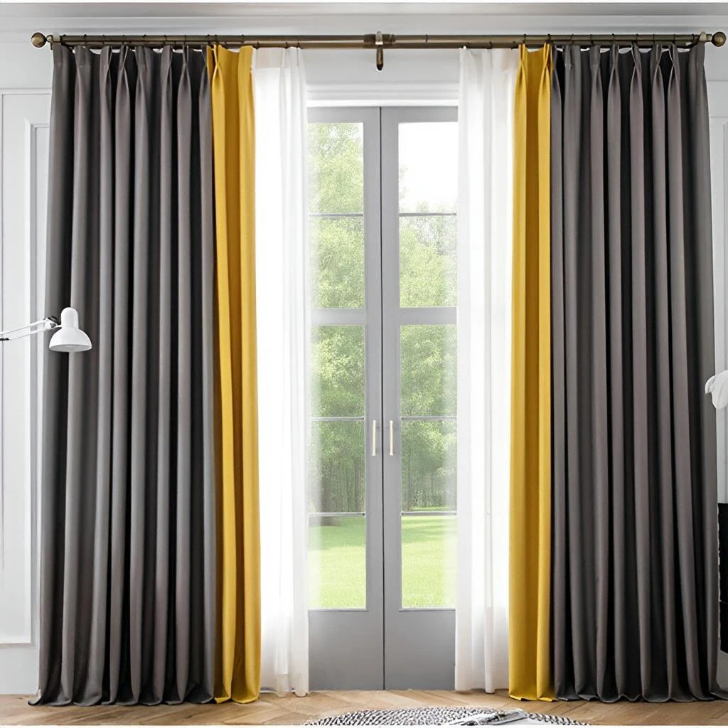 Raya Color Blocking Room Darkening Blackout Custom Curtains - Stylish Window Treatment for Bedroom, Living Room & Nursery - Blocks 99% of Light for Better Sleep
