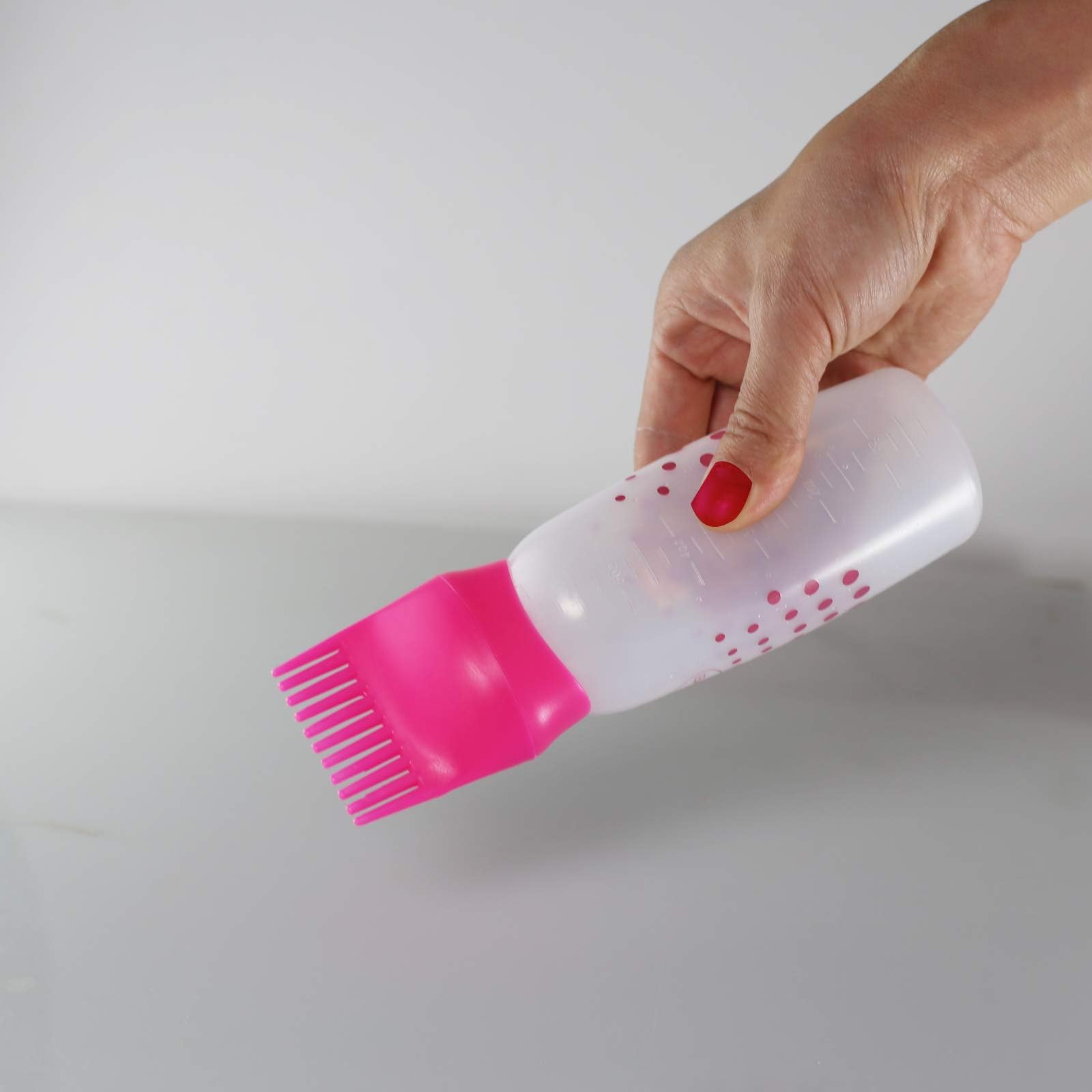 NYAMAH SALES Empty Hair Oil Root Comb Applicator Bottle with Graduated Scale - Professional Salon Hair Dye & Bleach Tool for Coloring, Oiling, and Hair Care (Pack of 1) - Perfect for At-Home Hair Treatments & Salon Styling
