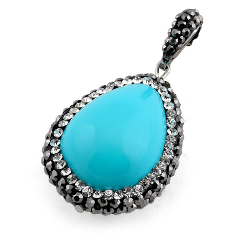 Stainless Steel Blue Oval Stone CZ Pendant Necklace for Women - Elegant Cubic Zirconia Jewelry Gift for Birthday, Anniversary & Special Occasions