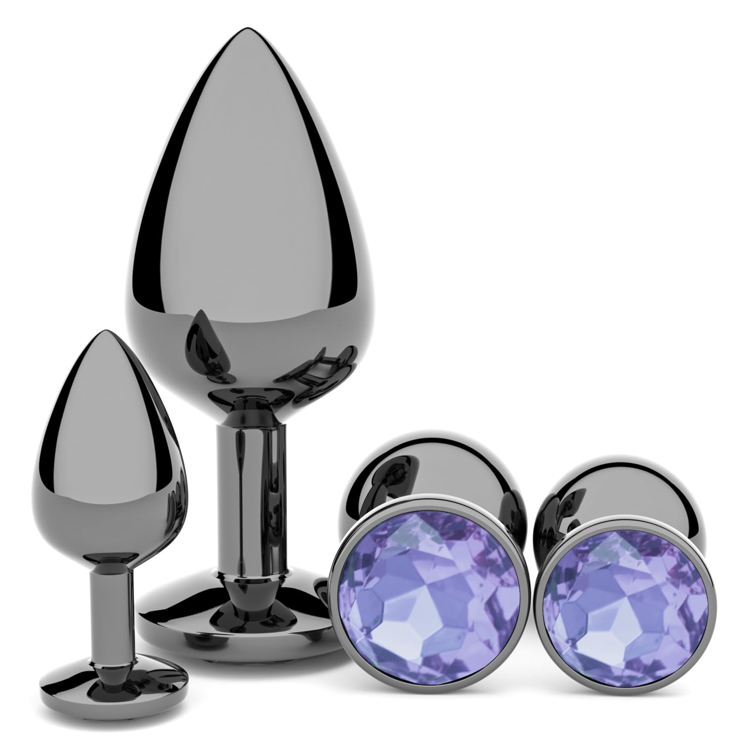 **4-Piece Beginner Anal Plug Training Kit - Jewel Butt Plugs for Women & Men - G-Spot Stimulation - Adult Sex Toys for Couples & Solo Play - Perfect for Anal Training & Sensual Exploration**
