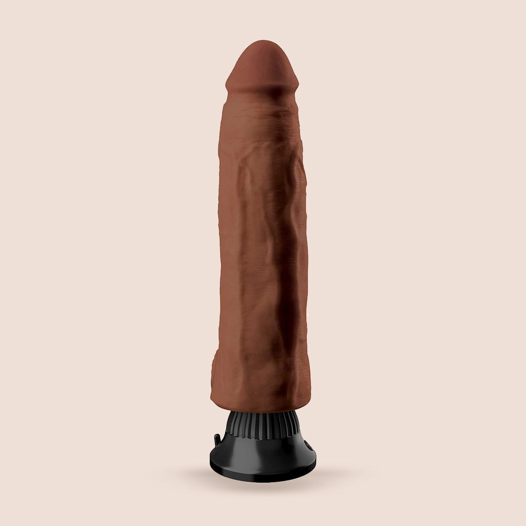 Real Feel Deluxe No. 10 - 10 Inch Realistic Vibrating Dildo with Strong Suction Cup Base | Waterproof & Body-Safe Silicone | Perfect for Solo Play, Couples & Shower Use