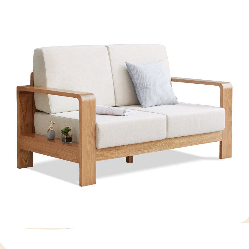 Oak Solid Wood Modern Fabric Sofa - Contemporary Living Room Furniture for Small Spaces & Apartments | Durable & Stylish Home Decor
