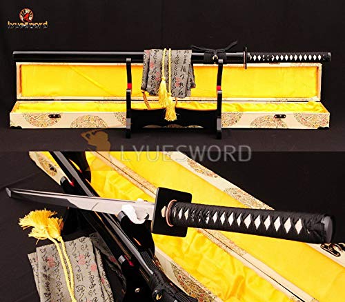 Lyuesword Japanese Full Tang Ninja Sword - Battle Ready 1095 High Carbon Steel Katana with Razor Sharp Blade | Authentic Ninja Weapon for Martial Arts Training, Cosplay & Collectors