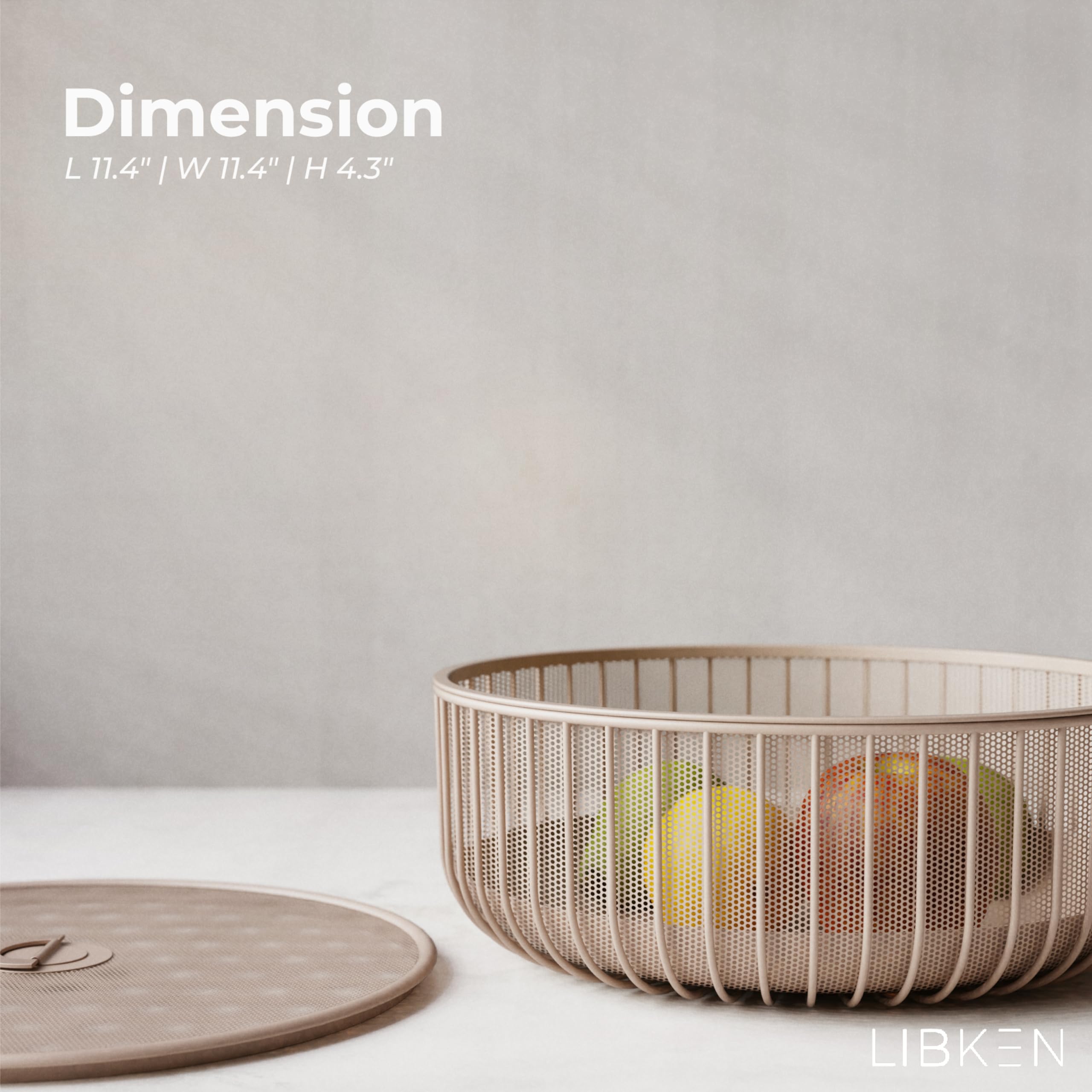 Stainless Steel Fruit Bowl with Mesh Lid & Basket - Kitchen Countertop Organizer for Fruits, Vegetables, Snacks & Bananas - Durable Display Holder for Fresh Produce Storage - Perfect for Pantry, Dining Table or Party Serving