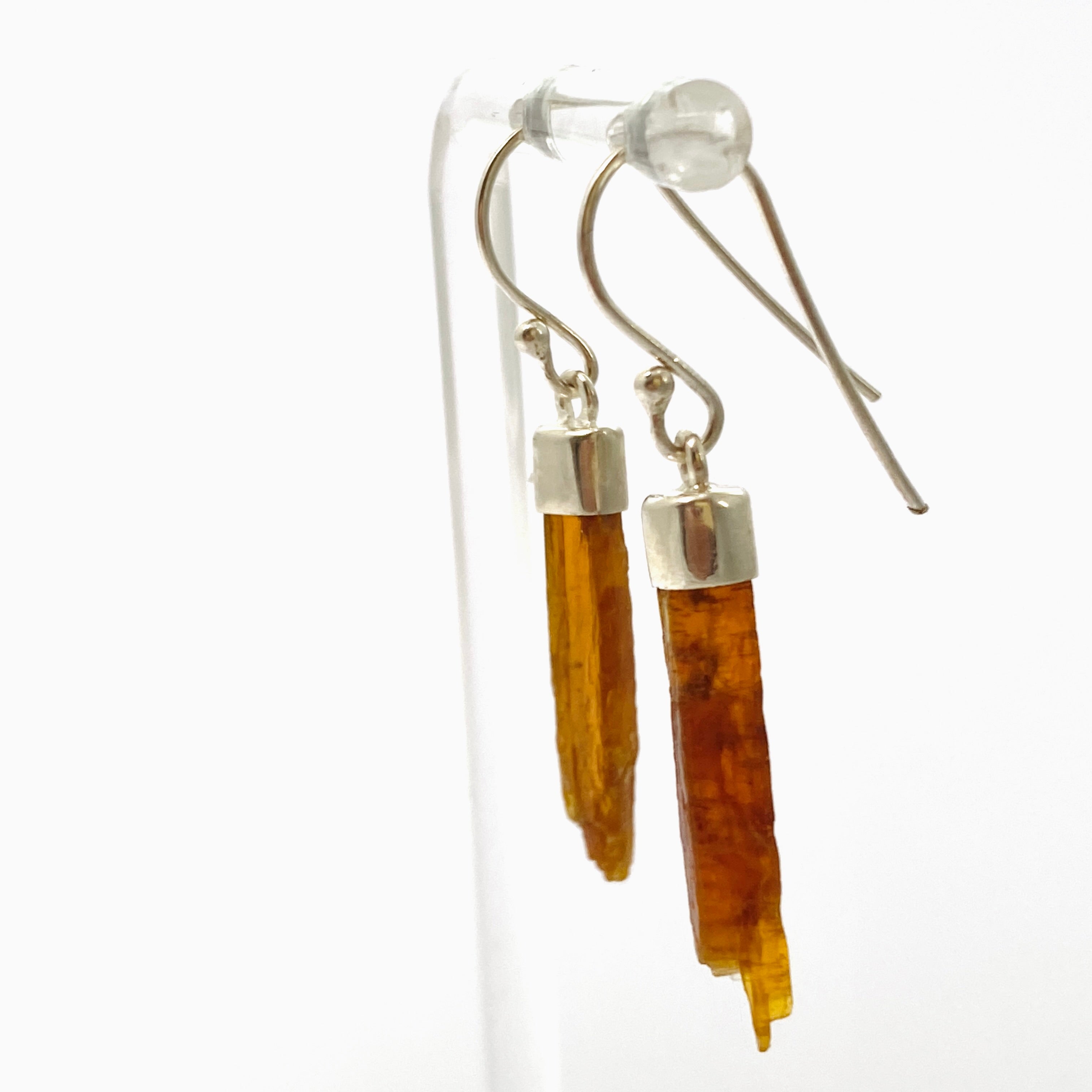 Natural Orange Kyanite Raw Crystal Stud Earrings - Handmade Gemstone Jewelry KEGJ1528 for Meditation, Healing & Spiritual Energy