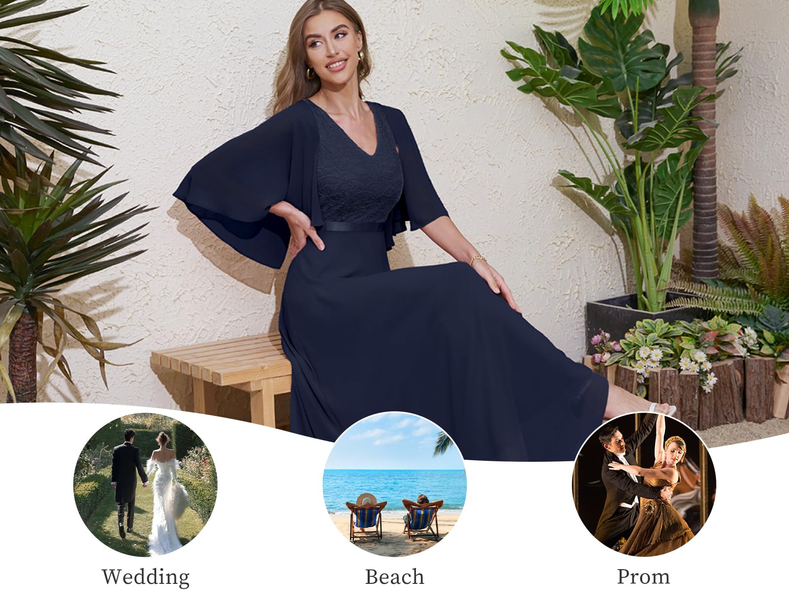 DRESSTELLS Women's Elegant Wedding Guest Formal Dress - 2025 Summer Bridesmaid Party Gown, Long Prom & Church Dress for Special Occasions | Perfect for Weddings, Galas, and Formal Events