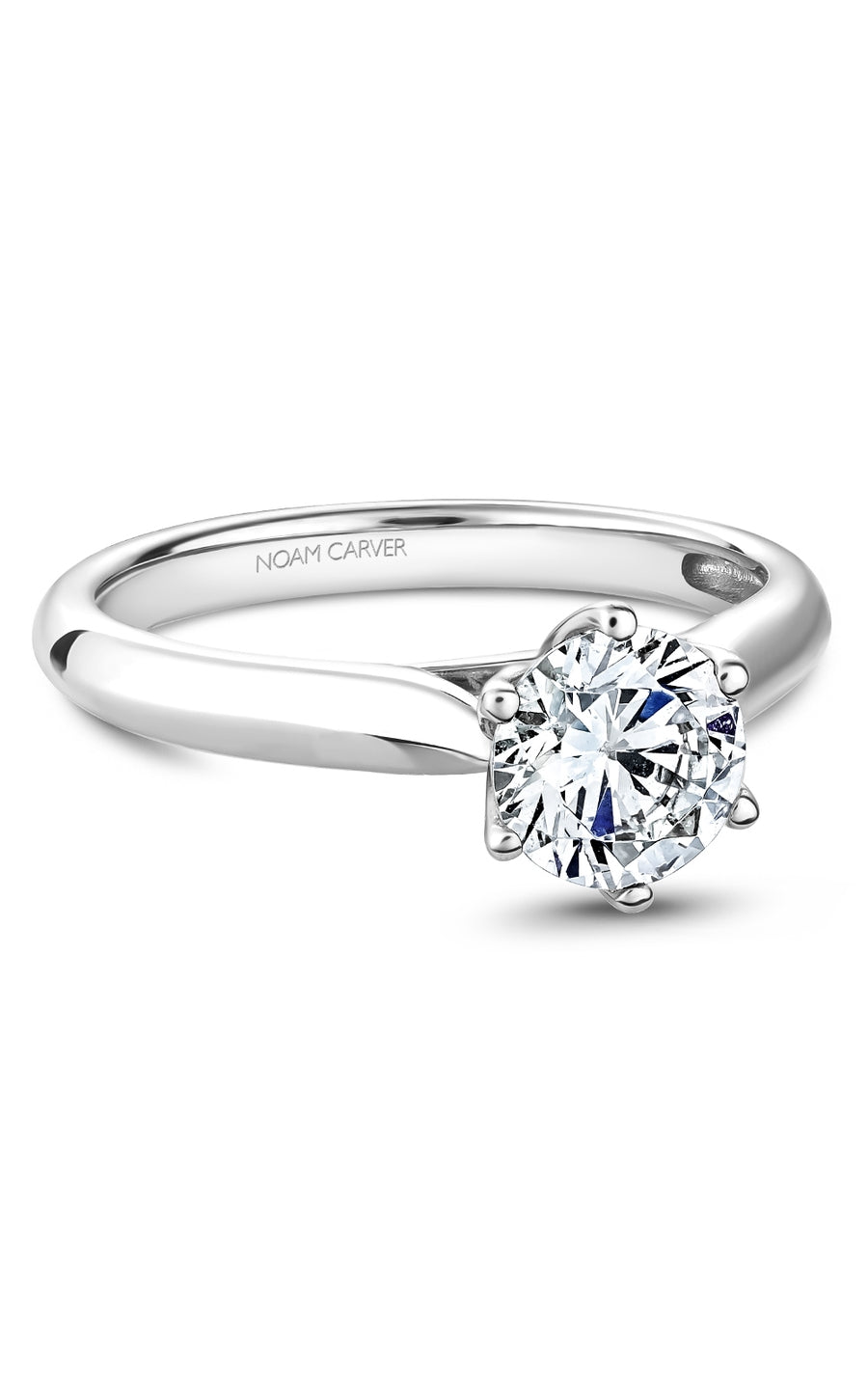 Noam Carver B200 01A Bridal Engagement Ring - 14K White Gold Diamond Wedding Band for Women, Perfect for Proposals, Anniversaries & Romantic Occasions