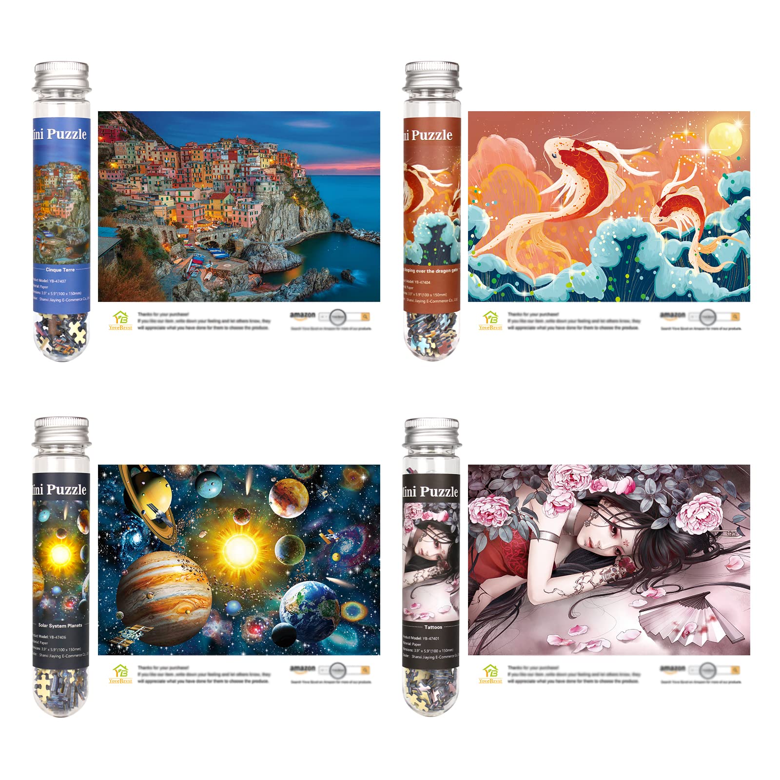 234-Piece Mini Jigsaw Puzzles for Adults - 8 Pack Small Challenging Micro Puzzles (6x4in) | Test Tube & Tiny Puzzle Set for Home Decor, Stress Relief & Brain Training | Perfect Gift for Puzzle Lovers & Family Game Night