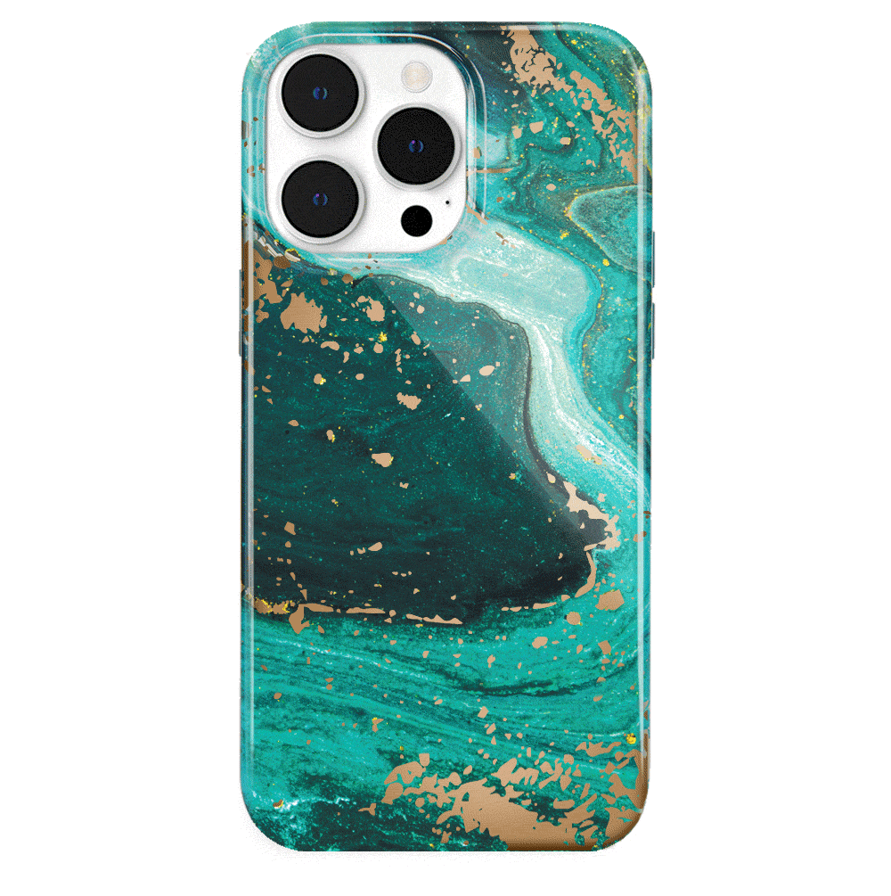 Emerald Marble iPhone Case - Elegant Protective Cover for iPhone 13/14/15 Pro Max - Perfect for Work, Travel & Everyday Use