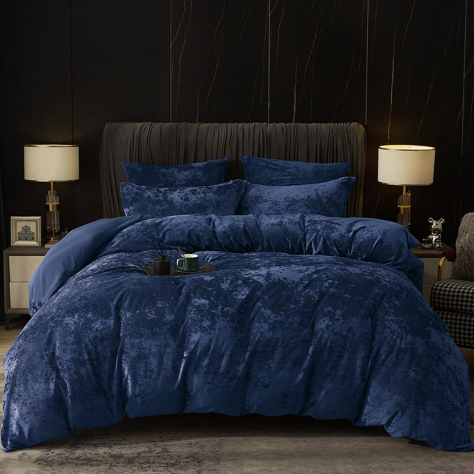 Luxury Velvet Duvet Cover Set Twin Size 2-Piece - Ultra Soft Breathable Comforter Cover with Pillow Shams - Cozy Flannel Bedding Collection 68