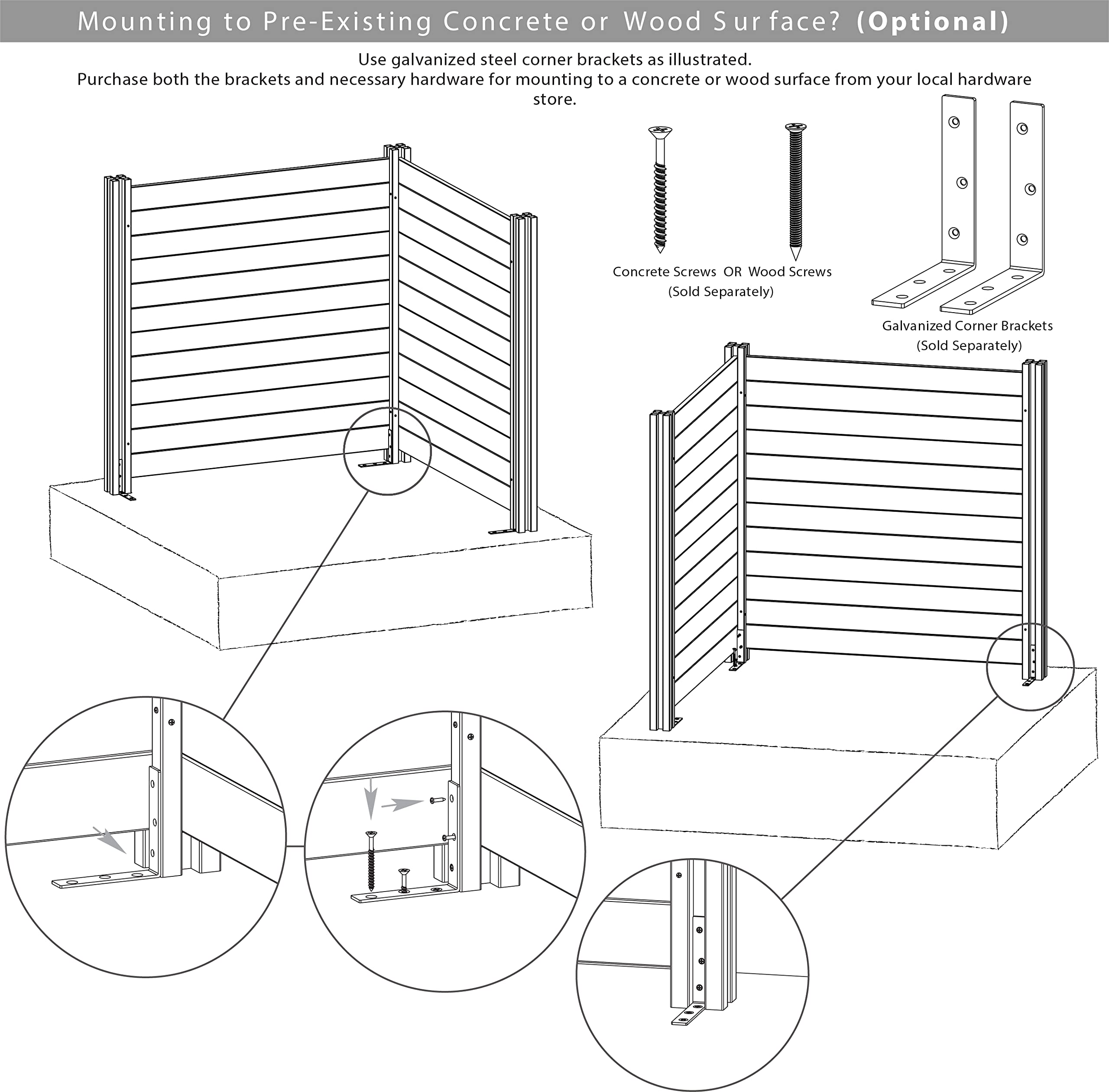 4ft x 4ft White Vinyl Privacy Screen Fence - 2 Panel No Dig Outdoor Enclosure for AC Units, Trash Cans & Pool Equipment | Durable Weatherproof Privacy Panels | Perfect for Backyard, Patio & Garden Privacy Solutions (Model ZP19014)