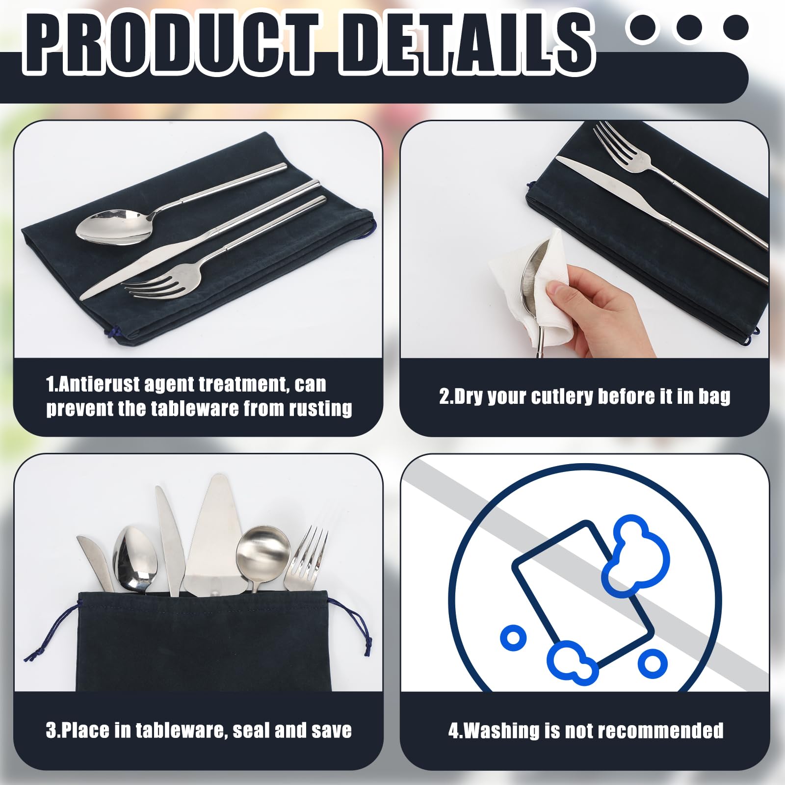 10-Pack Navy Blue Anti-Tarnish Storage Bags (9