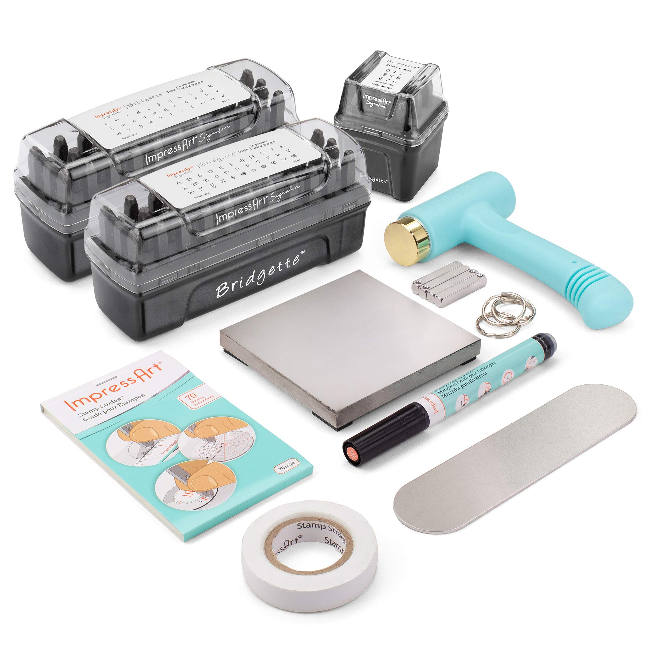 ImpressArt Deluxe Metal Stamping Kit - Uppercase, Lowercase & Number Stamps for DIY Jewelry Making, Personalized Keepsakes & Metal Crafting Projects | Perfect for Handmade Bracelets, Necklaces & Gift Tags