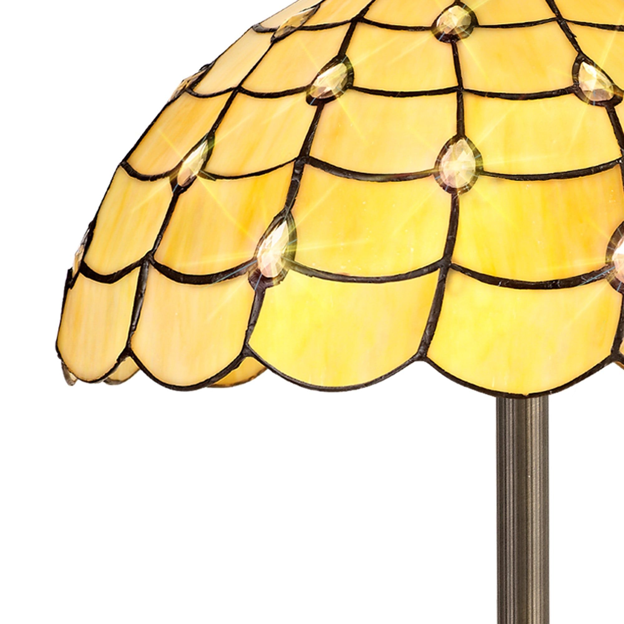 Aero 2 Light Stepped Design Floor Lamp with E27 Socket & 40/50cm Tiffany Shade - Beige, Clear Crystal, or Aged Antique Brass Finish | Perfect for Living Room, Bedroom, or Office Lighting