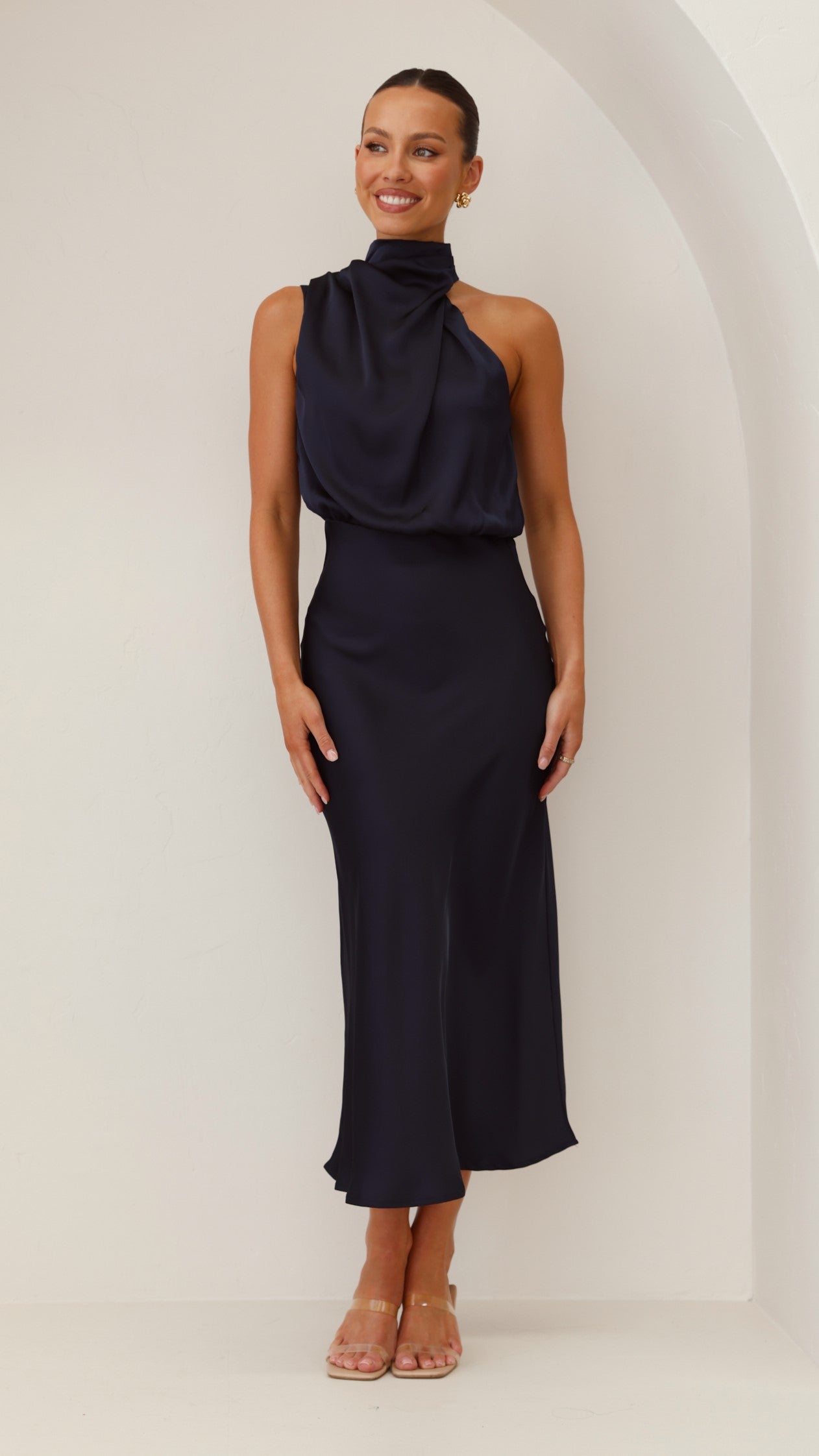 Elegant Esther Maxi Dress in Navy Blue - Perfect for Summer Beach Vacations, Weddings & Casual Outings