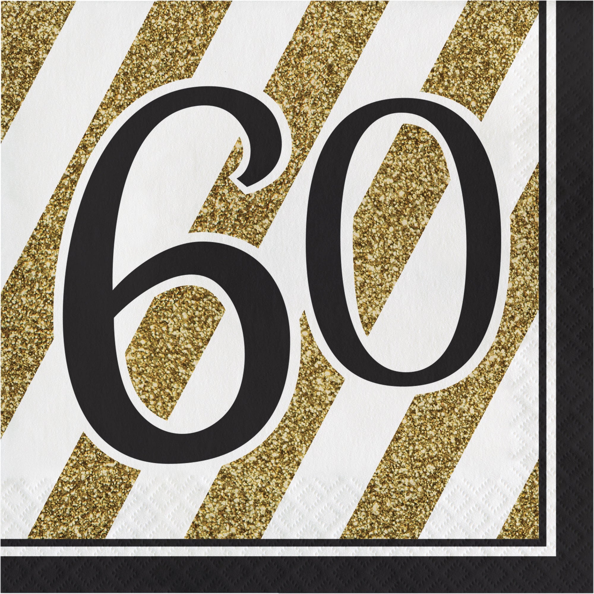 Elegant Black & Gold 60th Birthday Party Napkins - 16 Count Premium Large Luncheon Napkins for Milestone Celebrations, Retirement Parties & Anniversary Events
